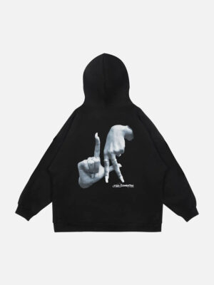 Gesture Print Hoodie -1268
